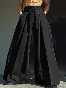 INCERUN  Men's Fashion Simple Long Pants, Pure Color Loose Design Casual  Trousers , Perfect for Daily Wear