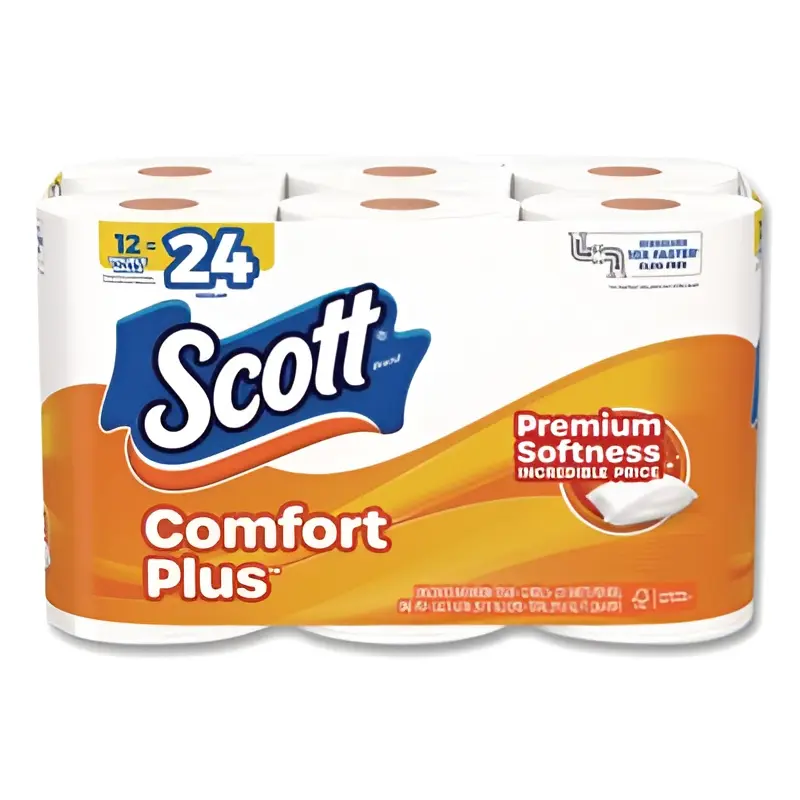 Scott ComfortPlus Toilet Paper, 12 Double Rolls, 231 Sheets per Roll, Septic-Safe, 1-Ply Toilet Tissue