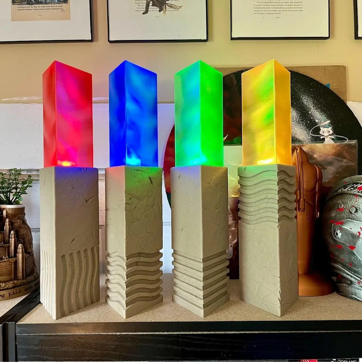 Elemental Stones Bookshelf Decor - 3D Printed Collectible Cosplay Prop