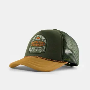 Vintage Trucker Baseball Cap Mesh Back Adjustable Snapback Hat Embroidered Mountain Sunset Patch Breathable Outdoor Casual Streetwear Fashion Cap for Men Women Hiking Travel