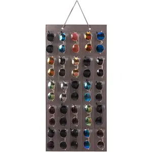 Sunglasses Organizer Storage- Hanging Eyeglasses Wall Pocket Mounted,Eyewear Display,25 Slots (Black, Large)