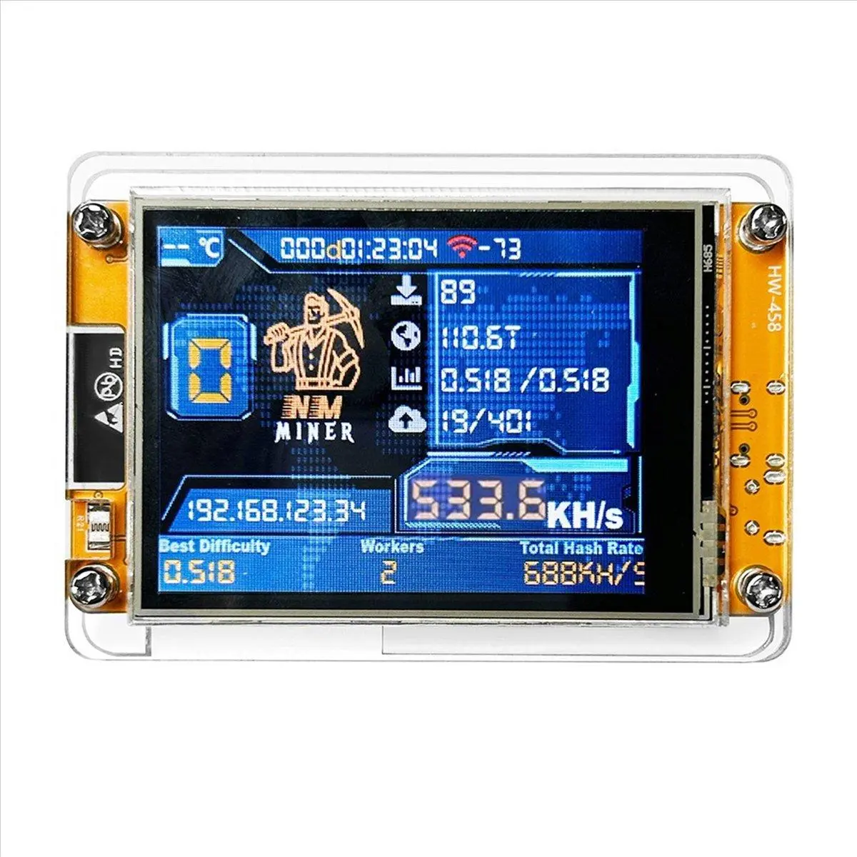 NMMiner NerdMiner V2 Bitcoin Mining Device - 530KH/S Hashrate, ESP32 Chipset, 2.8 Inch Smart Display, BTC Solo Crypto Lottery Miner (Home & Festive Decoration Compatible)