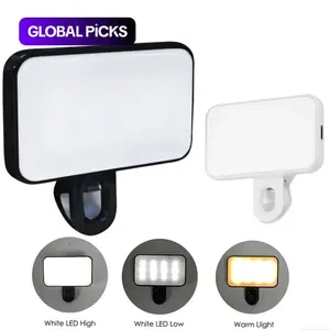 Portable Phone Fill Light, Mini Clip-On Lamp, Three Color Adjustable Brightness, Outdoor Selfie Light, Smartphone Camera Accessories, Non-Button Cell Battery