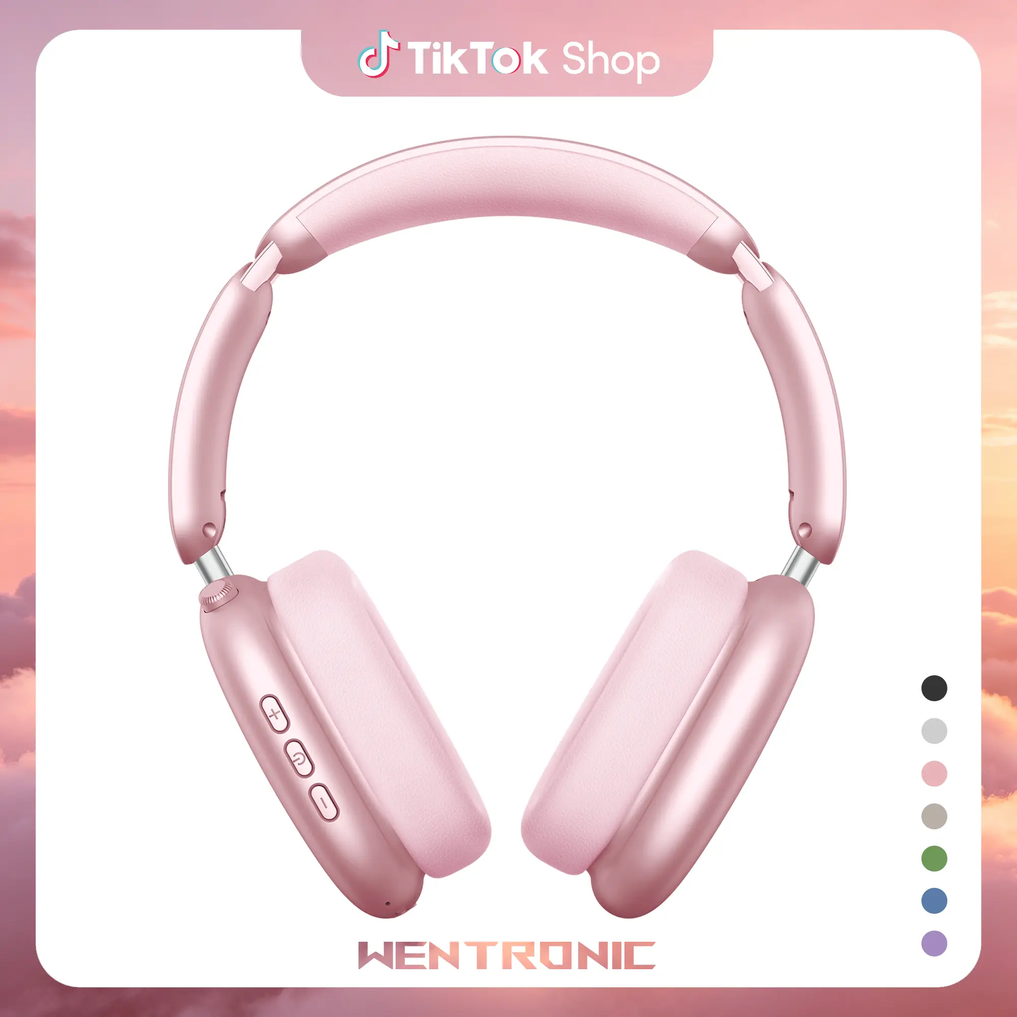 WENTRONIC Y02 Electronic Over-Ear Hybrid Active Noise Cancelling Bluetooth Wireless Headphones - 60H Playtime, Hi-Res Audio, 3.5mm Compatibility, Foldable Design, Soft Earpads, Built-in Mic, Phone Calls, iOS/Android/PC Support