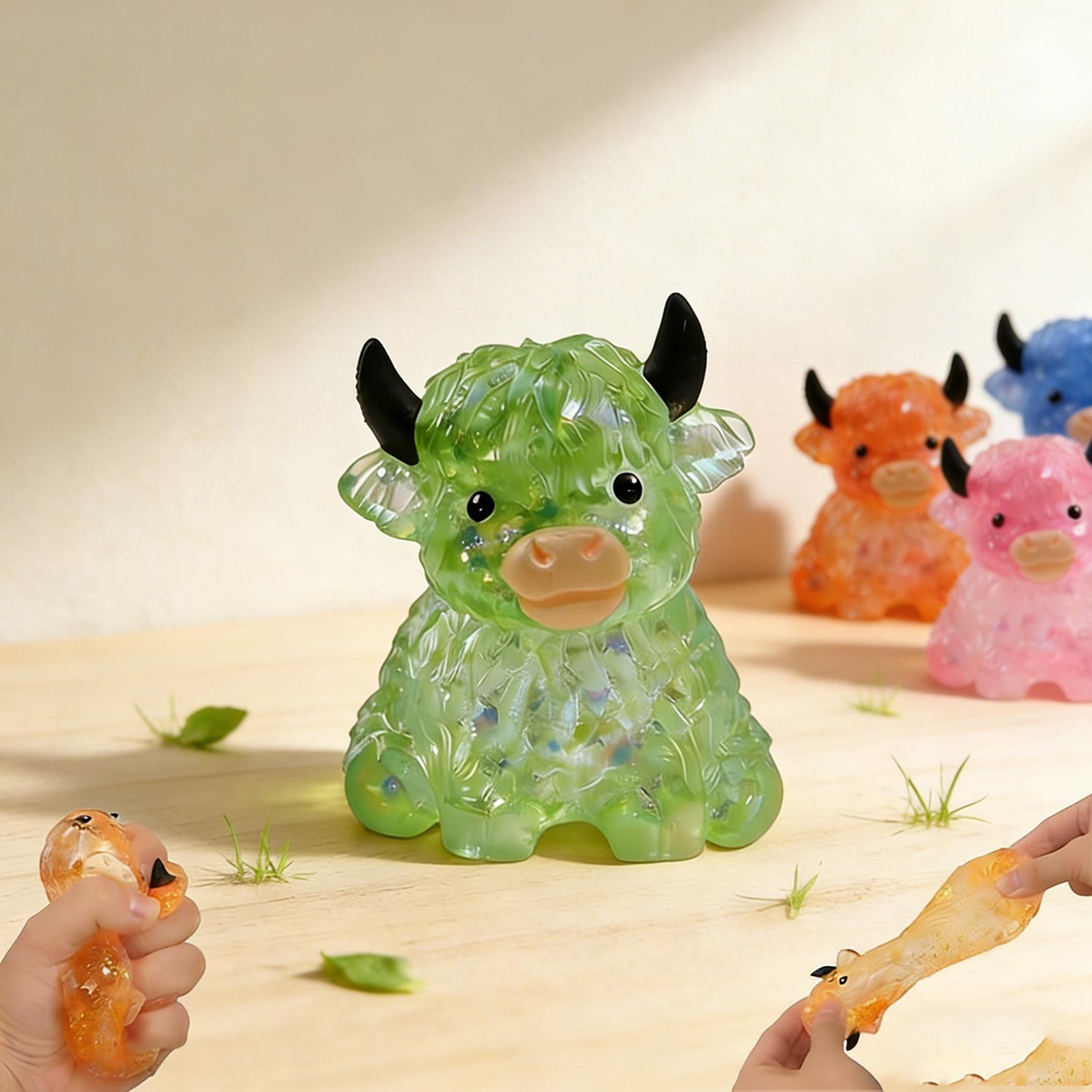 Highland Cow Squishy Mini Cute Animal Squeeze Toy Slow Rising Sensory Fidget Stress Ball for Anxiety Relief Kawaii Squishy Toy TikTok Trending Cute Decompression Toy Gift for Cow Lover Party Favor Easter Basket Stuffer