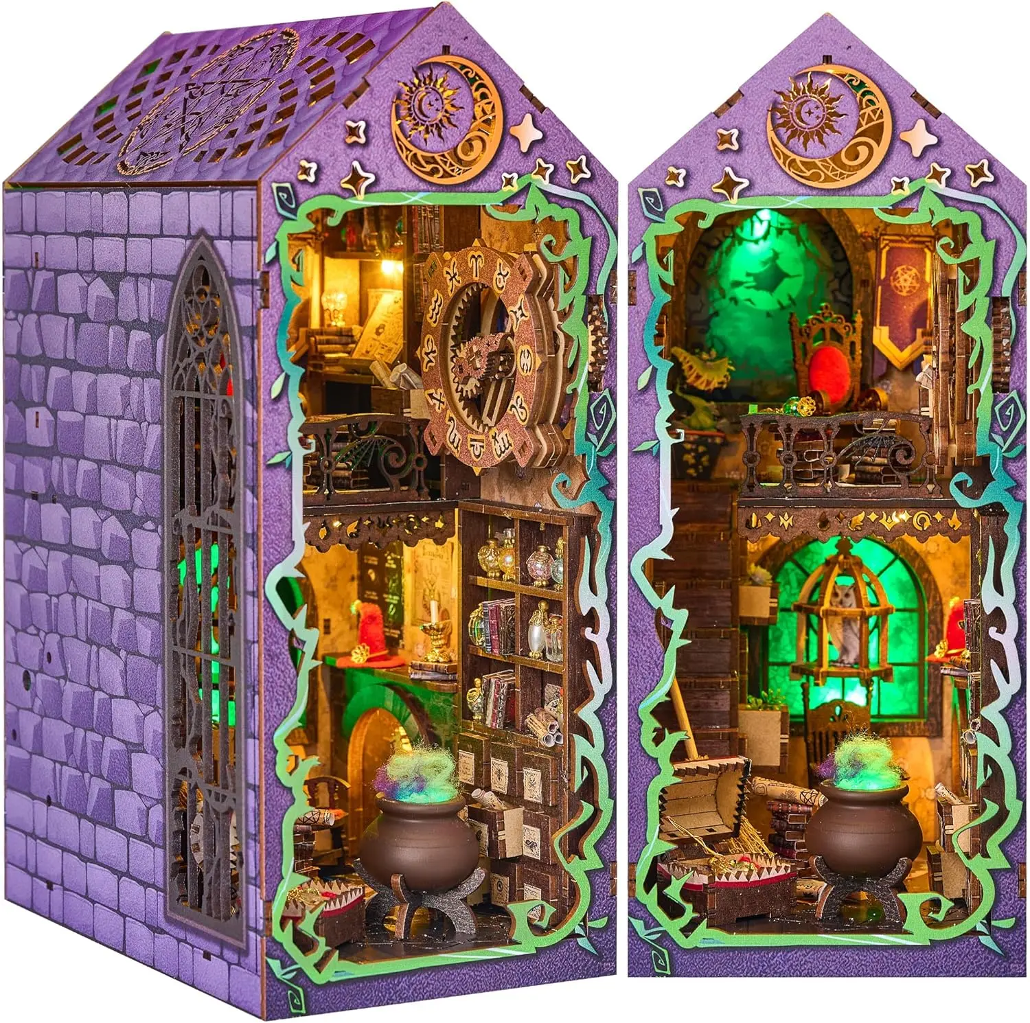 BenBen Book Nook Kit - DIY Miniature House Kit for Adults, Teens, Dollhouse Booknook Tiny House, Bookshelf Decor 3D Wooden Puzzle, Gifts for Family and Friends (Mystic Theurge's Hut)