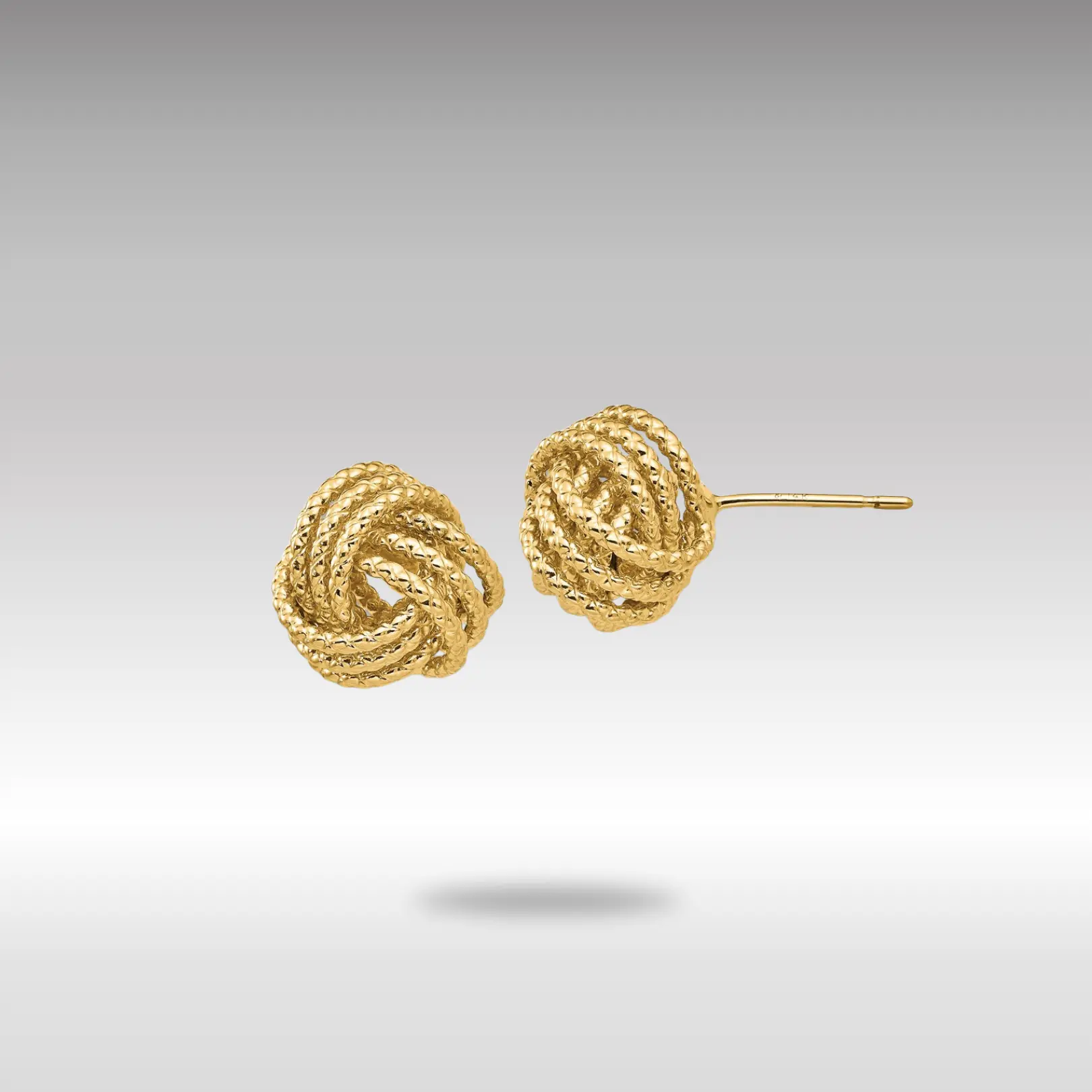 14K Gold Polished and Twisted Love Knot Post Earrings - Model T571