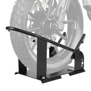 Heavy Duty Motorcycle Wheel Chock Stand, 330 lbs Capacity Adjustable Front Tire Stand with 3-Position Cradle, Fits 15"-21" Wheels, Steel Motorbike Wheel Holder for Garage, Trailer & Truck