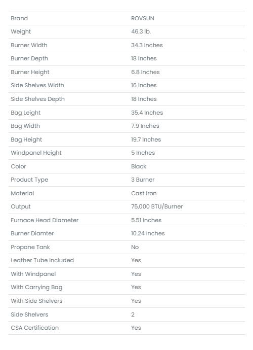 [FLASH SALE] ROVSUN 3-Burner 225000 BTU Windproof Camping Propane Stove with Side Shelves & Bag