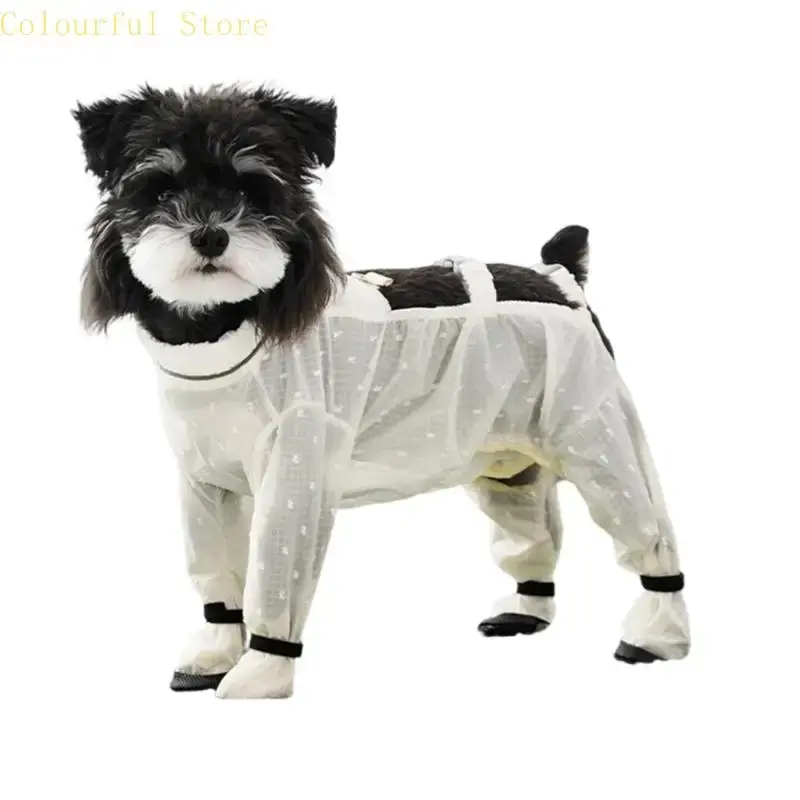 X7XD Waterproof Polyester Dog Pants with Attached Paw Protectors, Adjustable Straps, Anti-Dust Full-Coverage Suspenders, Modern Outside Clothing for Medium Breed Dogs, Keeps Clean