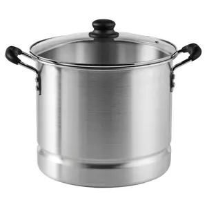 10 Quart Aluminum Steamer or Stock Pot with Glass Lid & Removable Rack