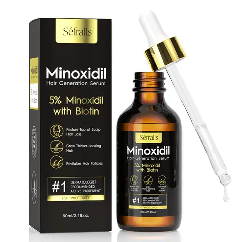 Sefralls 5% Minoxidil Unisex Liquid Hair Growth Serum Oil - 60ml/2.1 fl. oz Haircare, 5% Scalp Treatment, Anti Hair Loss Solution for Adults' Thick Strands