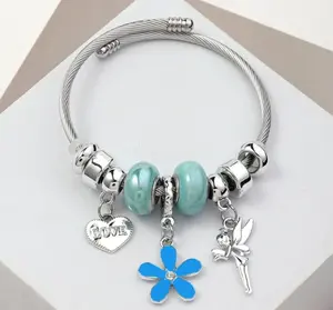 Stainless Steel Heart Shape Butterfly Asymmetrical Plating Bangle for Women bracelet stack charm bracelet