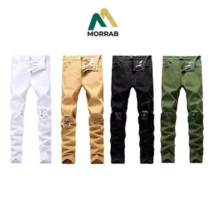 Mens Denim Ripped Skinny Fit Slim Stretch Fit Biker Pants Destroyed Jeans