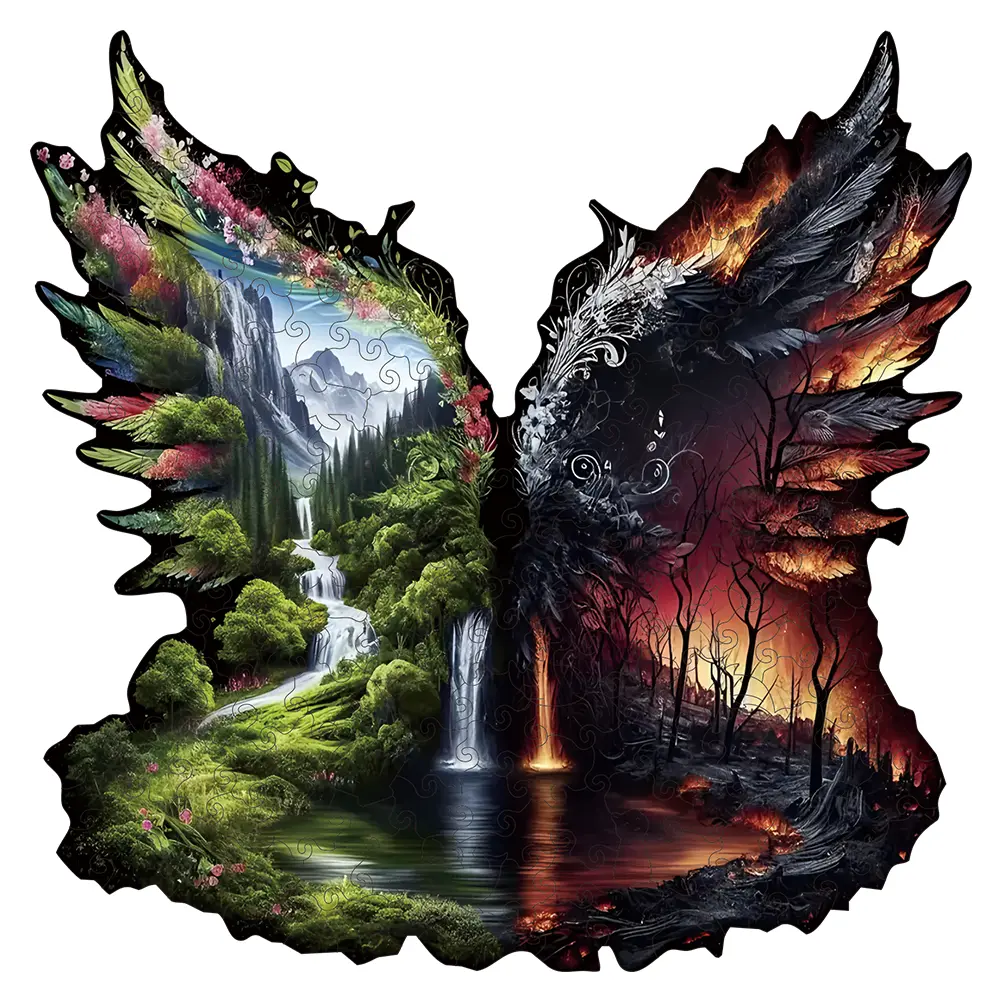 Creative Twin Landscape Art  Wooden Puzzle for Adults, Irregular Animal shaped Pieces, High-difficulty Magic Puzzle Intellectual Toy, Birthday Holiday Christmas Exquisite Gift, Family Game Home Decor