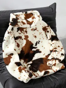 Men's Trendy Patchwork Faux Fur Hoodie with Zipper, Thick Warm Padded Jacket, Drop Shoulder Design, Unique Pattern, Fall & Winter Essential, Hooded Winter Outerwear