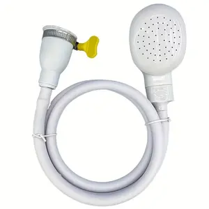 51.2 in Flexible White Sink Sprayer with Yellow Clamp - Portable Faucet Attachment for Pet, Shampoo And Vegetable Washing - Durable Plastic Handheld Shower