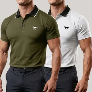 Men’s Well-Fitting 2-Piece Classic Fashion Golf Polo Shirt Set, Menswear Short-Sleeve Top, Casual Lightweight Business Style