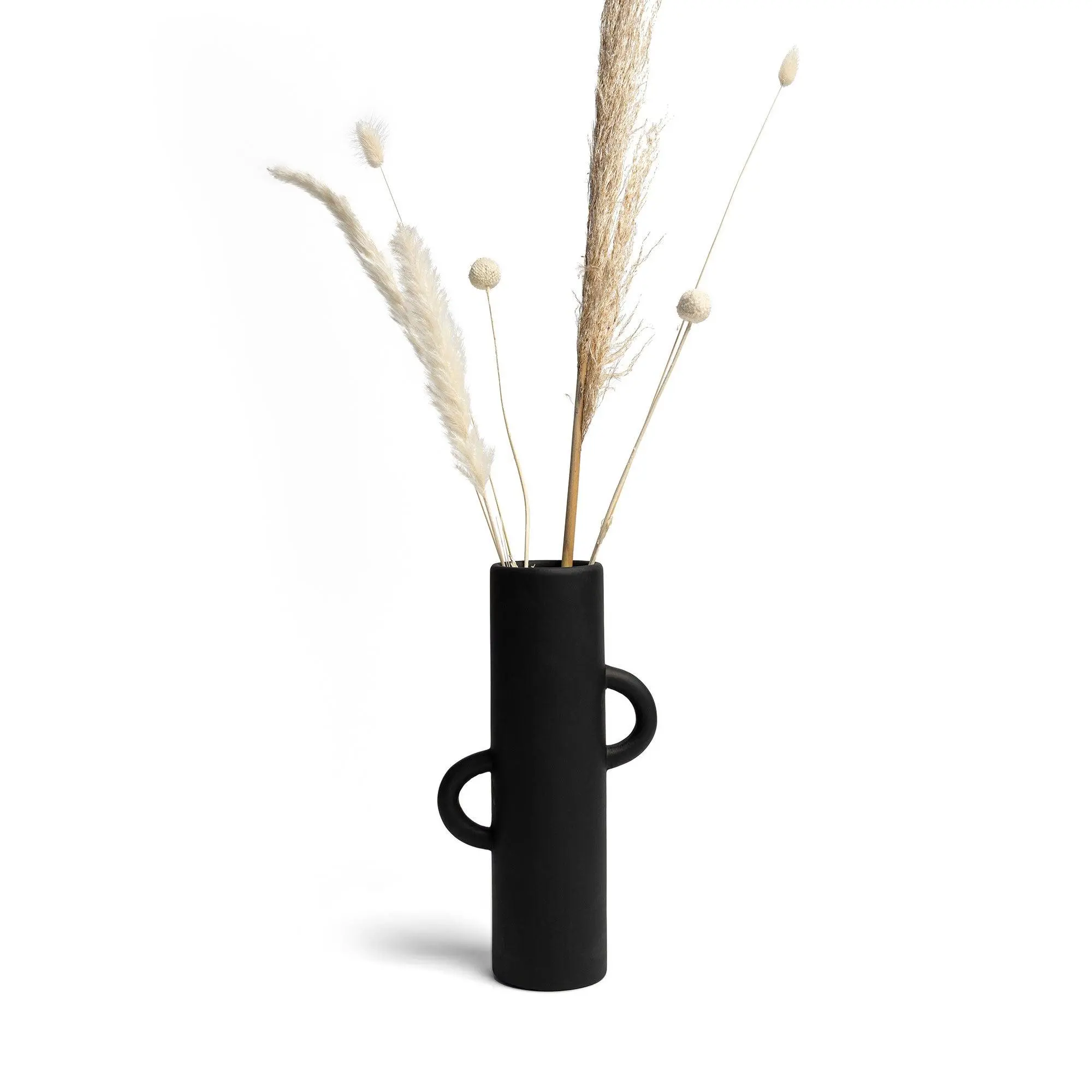 Villa Moda Ari Tube-Shaped Abstract Decorative Modern Vase, Black Villa Moda Ari Tube-Shaped Abstract Decorative Modern Vase, Black