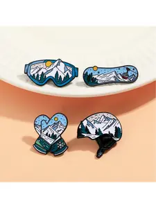 1pc Skiing Sports Series Badges Snow Mountain Scene Clothing Accessories Brooch Personalized and Versatile Student Backpack Decoration