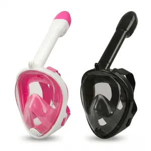 Full Face Snorkel Mask, 180° Panoramic View Anti-Fog & Anti-Leak, Easy Breathing Dry Top System, Foldable Diving Mask for Adults & Youth, Perfect for Beach Vacation & Swimming