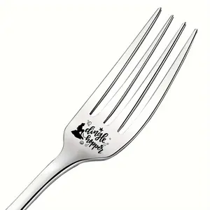 Stainless Steel Engraved Fork, 1 Count Letter Pattern Fork, Unique Gift for Women Men Friends, Best Birthday Gift
