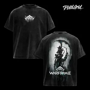 Warframe Sci Fi Graphic Tee, Oversized Heavyweight Cotton Tees, Vintage Washed Acid Wash Y2K, Space Explorer Design, Gaming Fan Gift, Game Merch, Gift For Warframe Fans