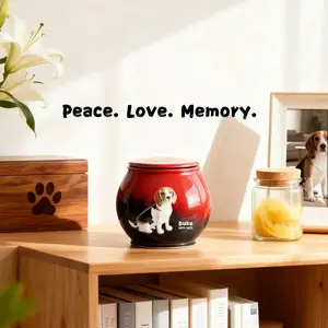 Personalized Pet Urn for Dogs – Custom Ceramic Dog Memorial Urn with Engraved Name & Photo