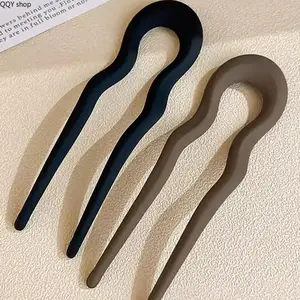 2Pcs Matte U-Shaped Wave Hair Pins, Minimalist Plain Hair Accessories for Women, Non-Slip Durable Hairwear, Versatile Casual Styling Clips, Understated Neutral Aesthetic Essentials for Daily Outfits, Commute and Everyday Simple Hairstyles tiktokshopspring