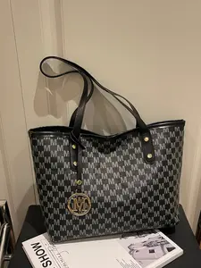 Women's PU Retro M Print Travel Bag, Large Capacity Zipper Shoulder Bag, Choose Shoulder Bag or Handheld Bag, Four Color Options for Work and Daily Use, Fashion Tote Bag