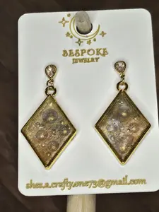 Metallic Drops Crystal Statement Earrings  Handcrafted Boho Geometric Dangles | Luxe Amber Glow Jewelry | Bespoke Artisan Gift