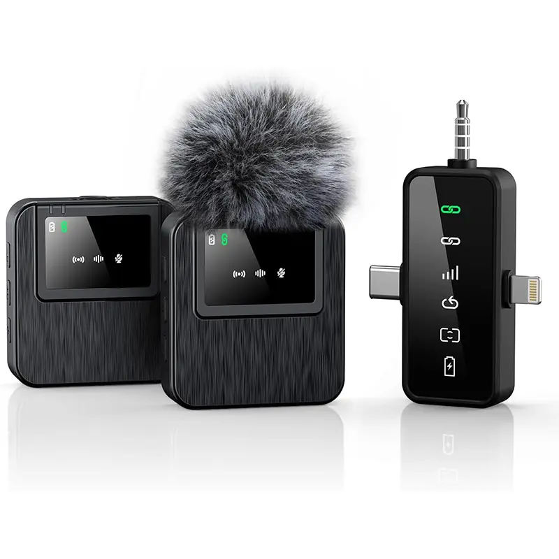 3-in-1 Wireless Lavalier Lapel Microphone Compatible with iPhone, Android Phones & Cameras, 328FT Ultra Long Transmission Distance & 20 Hours Long Lasting Battery Life, Noise Reduction Mini Clip Mic for Vlog Recording, Interviews and TikTok Short Videos