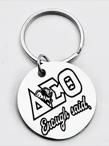 Delta Sigma Theta Stainless Steel Keyring - "Enough Talk" Design, Simple Party Accessories and the Perfect Gift for Sisters, Keychain Accessories | Bold Type Design | Durable Keychain, Cool Keychains, Keychain for Bags