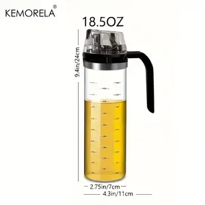 Kemorela Glass Condiment Dispenser, No PVC Material, Round Sauce Bottle with Clear Scale Marking, Kitchen & Table Use, Transparent Glass Jar