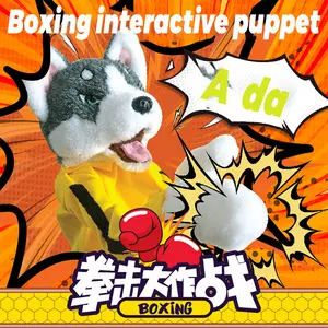 Chinese Kung Fu Dog & Husky Interactive Toy - 2024 New Boxing & Tricky Hand Puppet Action, Plush Stuffed Husky with Kung Fu Gloves - Perfect Children's Game & Gift Idea