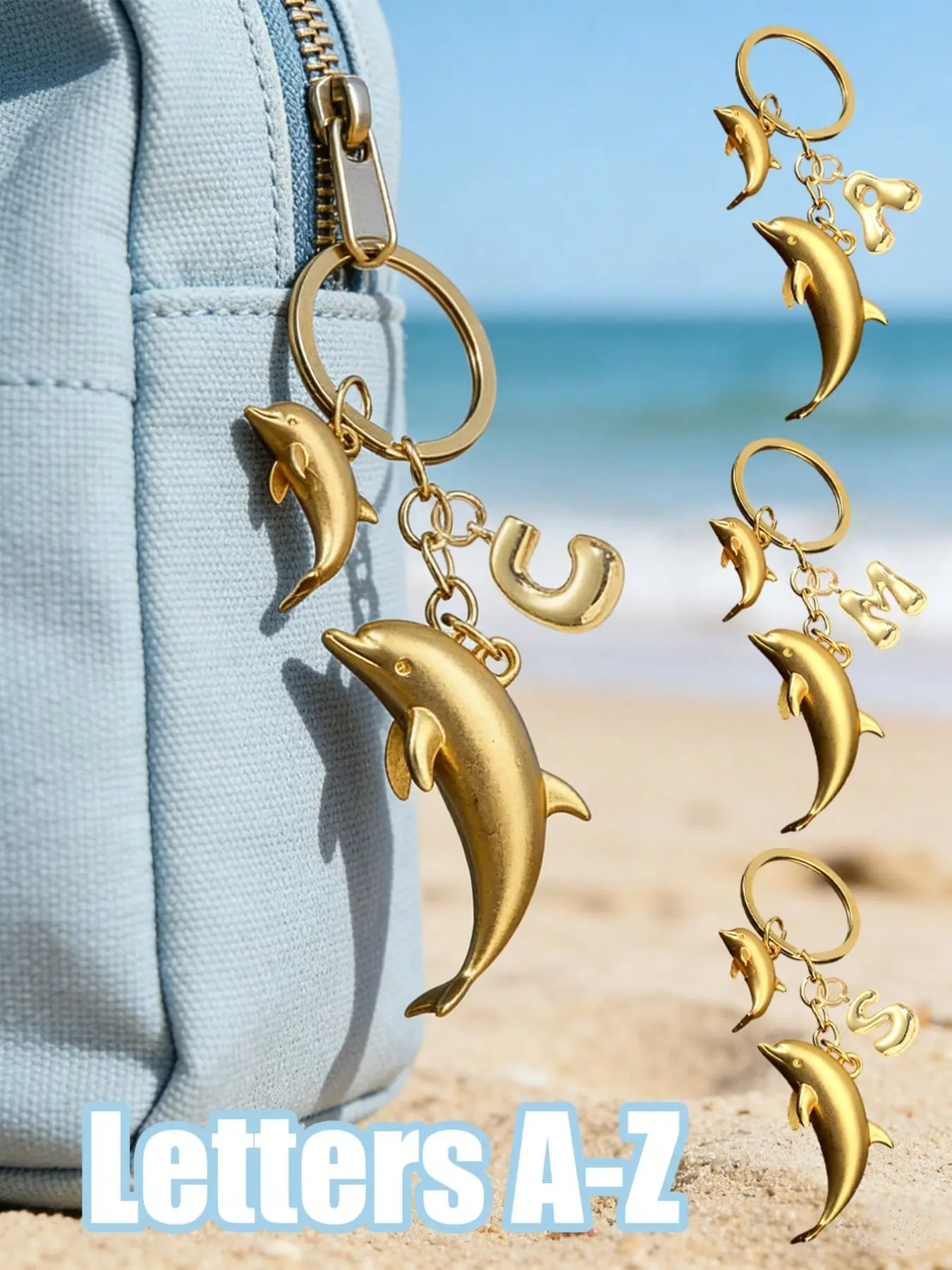 Elegant Bubble Letter Dolphin Keychain, Vintage Car Pendant, Perfect for Travel, Camping, Gifts, Birthday, Mother's Day