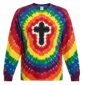 New! TIE DYE LONGSLEEVE T-shirt Cross Handmade 100% Cotton Youth XS - 4XL