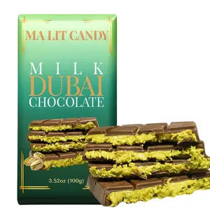 Dubai Chocolate Bar - 3.52oz (100g) - Luxury MA LIT CANDY Milk Dubai Chocolate Bar with Pistachio & Knafeh (Kataifi) - Viral Dubai Chocolate Dessert