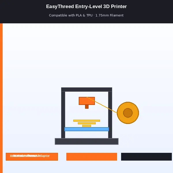 EasyThreed 3D Printer Entry Level Compatible with PLA TPU 1.75mm Filament include Power Adaptor.