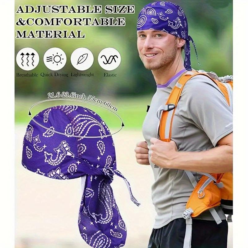 Paisley Cooling Headscarf Cap Set, Motorcycle Pirate Head Wrap Safety Helmet Liner, Elastic Fit Hand Washable Multifunctional Outdoor Headwear for Athletes & Outdoor Enthusiasts