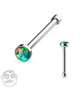 20G Green Opal Nosebone Stud