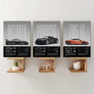 3 Counts Wooden Framed Canvas, Automobile Art Decoration, Exquisite Sports Car Patterns, Exquisite Fashion Poster, Perfect Living Room Decoration, Modern Art, Family Poster, Wall Art Decoration, Ideal Gift, Waterproof, Artwork, Modern Art Design