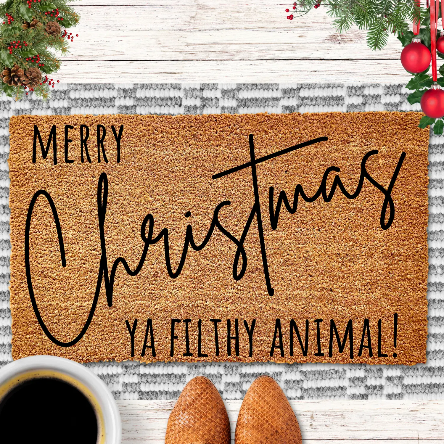 Filthy Animal Doormat, Funny Christmas Doormat, Funny Doormat, Merry Christmas Doormat, Christmas Welcome Mat, Holiday Doormat, Door Mat