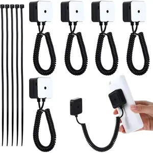 5 count  Remote Control Holders with Spring Ropes Remote Holder Wall Mount Anti-Loss Control Holders for TV Controller, Tablets in Showroom, Gaming Controller, Only Fits Flat-