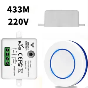 Rf433mhz Wireless Remote Light Switch Relay Controller, Mini Round Button Wall Panel Switch for LED Lights Ac224v, Abs Material