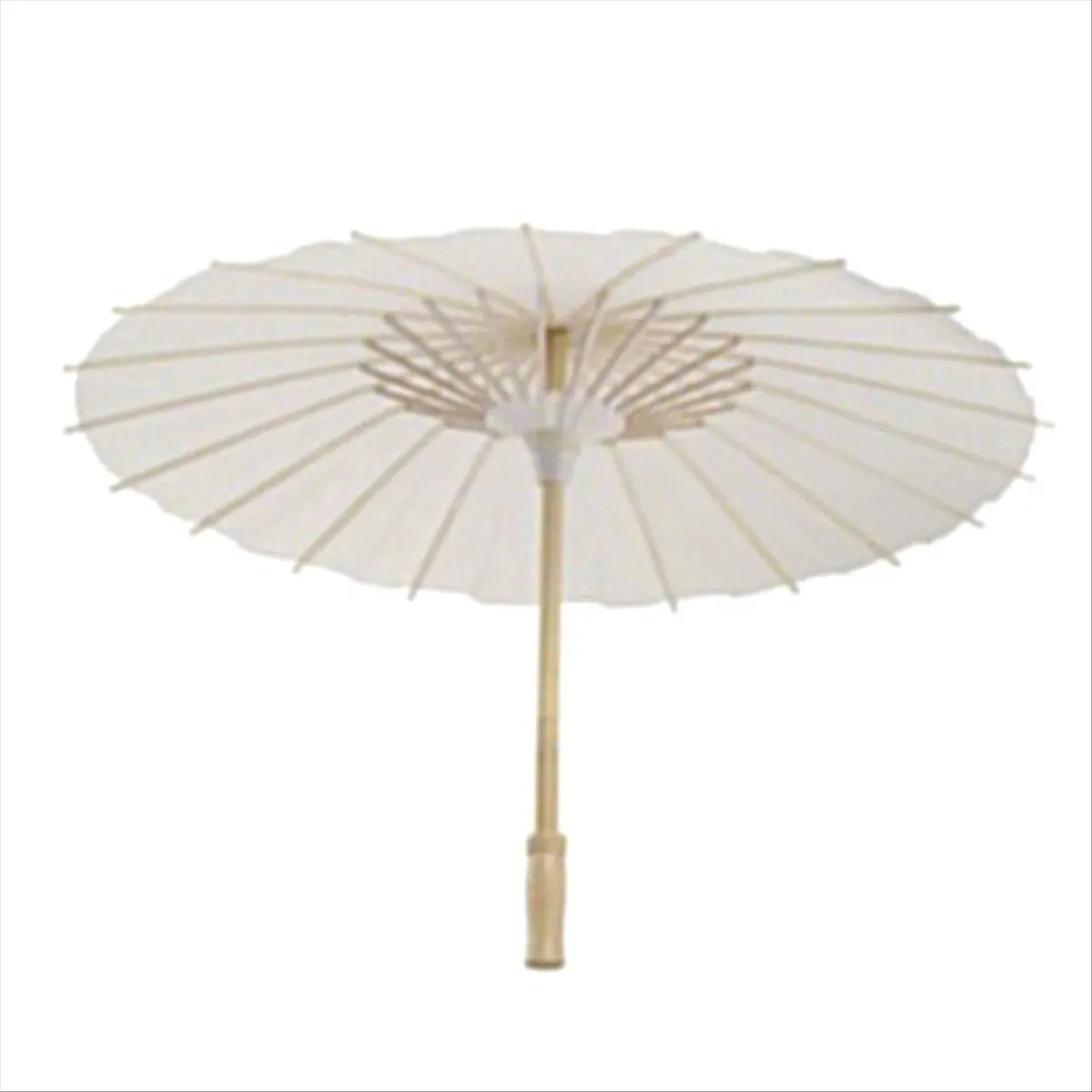 Handmade White Paper Parasol, 60cm Decorative Umbrella for Kids & Women - No Print for DIY Personalized Crafts, Baby Shower & Party Props, Wood, Manual