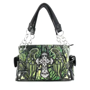 Cross Angel Wings Tree Camouflage Women's Handbag Purse