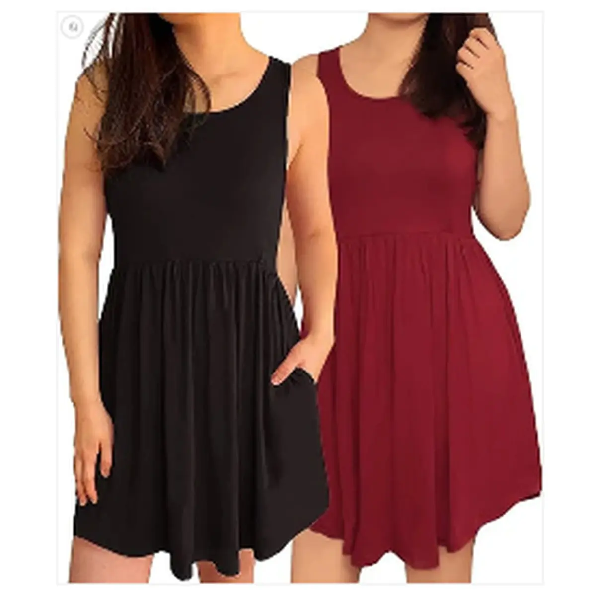 3KB Women's Sleeveless Swing Dress with Pockets, Soft Rayon Spandex A Line Casual Mini Tunic Dress