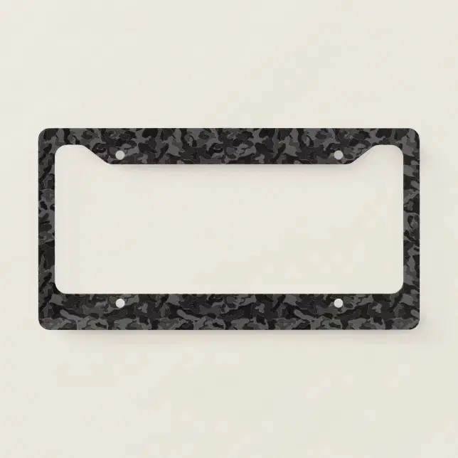 Night Black Camouflage. Camo your License Plate Frame