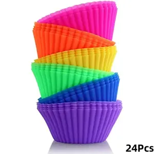 Silicone Baking Cup, 24pcs/set Reusable Heat Resistant Baking Cup, Easy-release Non-stick Muffin & Cupcake Liner for Home & Professional Use, Baking Utensils Supplies